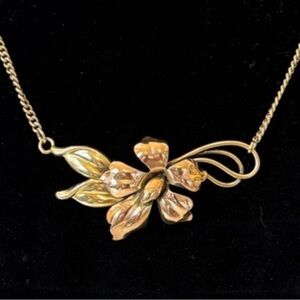 Vintage Elegant 12K Gold Brass & Copper Choker Necklace 1940’s